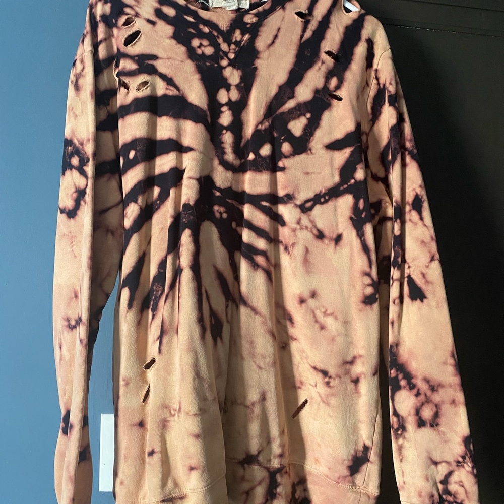 Gilded Intent Women's Distressed Tiedye Crew Neck Sweatshirt